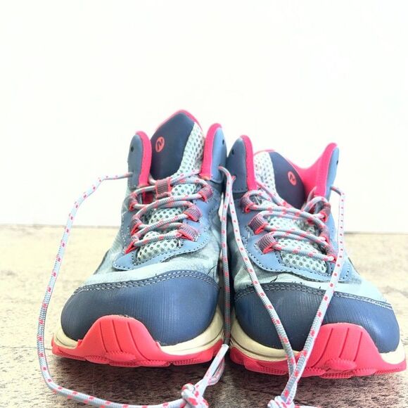 Merrell Lace-Up Moab Speed Mid Waterproof Blue Pink Hiking Shoes Girls Size 3M - Picture 3 of 9